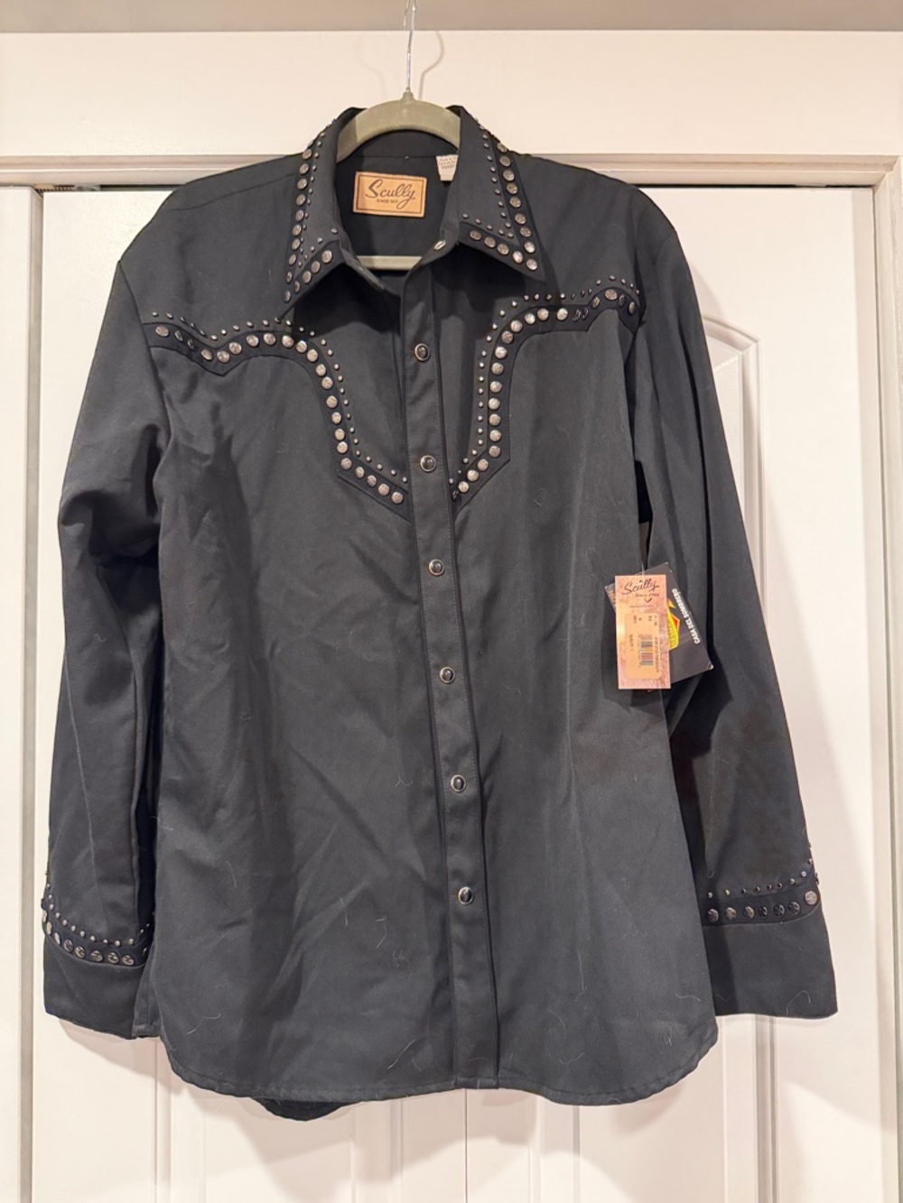 Scully Men's Black Western Studded Snap Shirt medium NWT